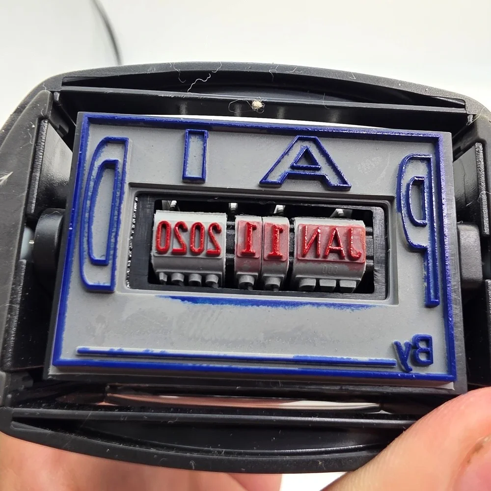 2000 PLUS S 360 Self Inking Dater Stamp PAID BY Office Rubber Stamp Red Blue N2